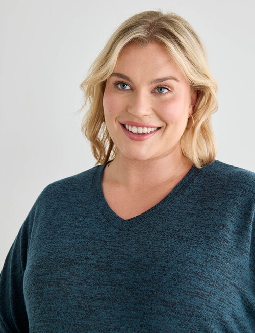 Studio Curve Supersoft 3/4 Sleeve Drawcord Side Top, Teal Marle product photo View 04 L