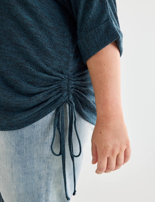 Studio Curve Supersoft 3/4 Sleeve Drawcord Side Top, Teal Marle product photo View 05 L