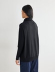 North South Merino Roll Neck Jumper, Black product photo View 02 S