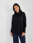 North South Merino Roll Neck Jumper, Black product photo View 04 S
