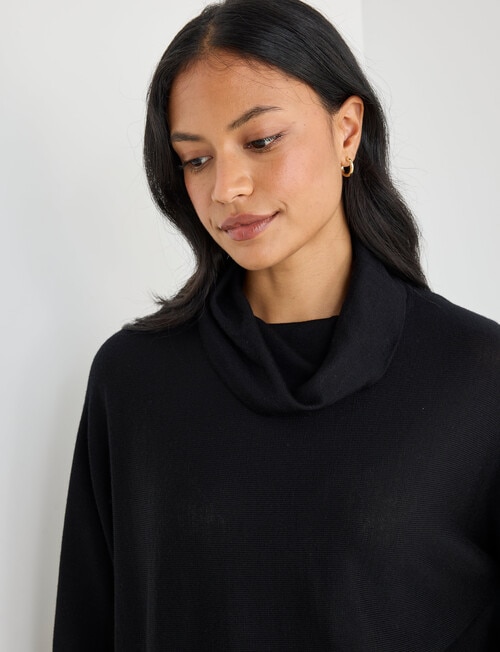 North South Merino Roll Neck Jumper, Black product photo View 05 L