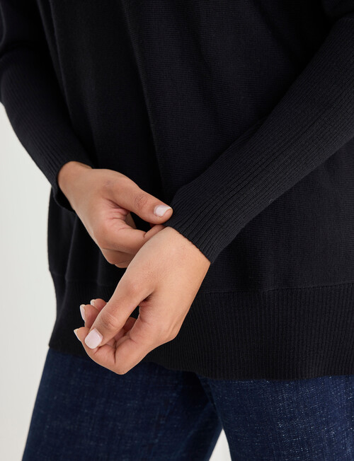 North South Merino Roll Neck Jumper, Black product photo View 06 L