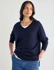 North South Merino V-Neck Sweater, Space Blue product photo View 04 S