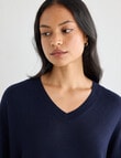 North South Merino V-Neck Sweater, Space Blue product photo View 05 S