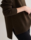 North South Merino V-Neck Rib Sweater, Dark Olive product photo View 05 S