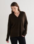 North South Merino V-Neck Rib Sweater, Dark Olive product photo View 07 S