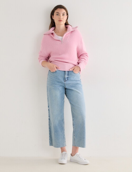 North South Merino Quarter Zip Sweater, Sweet Pink Marle product photo View 03 L
