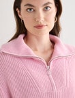 North South Merino Quarter Zip Sweater, Sweet Pink Marle product photo View 04 S