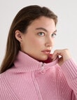 North South Merino Quarter Zip Sweater, Sweet Pink Marle product photo View 05 S