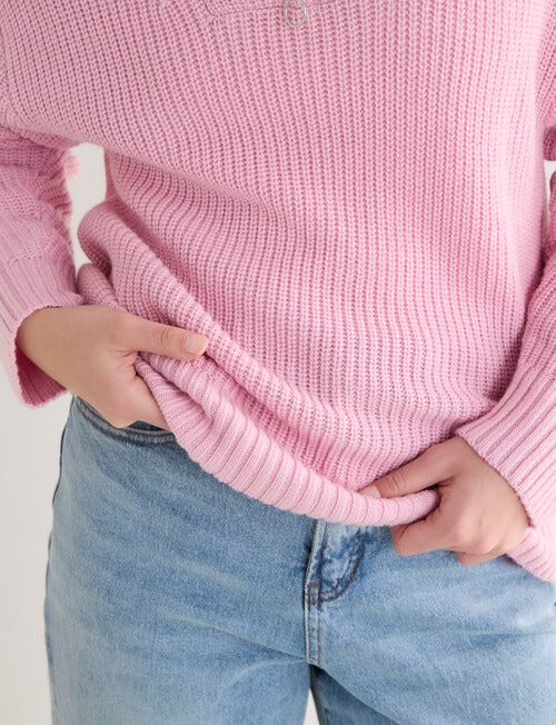 North South Merino Quarter Zip Sweater, Sweet Pink Marle product photo View 06 L