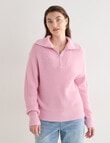North South Merino Quarter Zip Sweater, Sweet Pink Marle product photo View 08 S