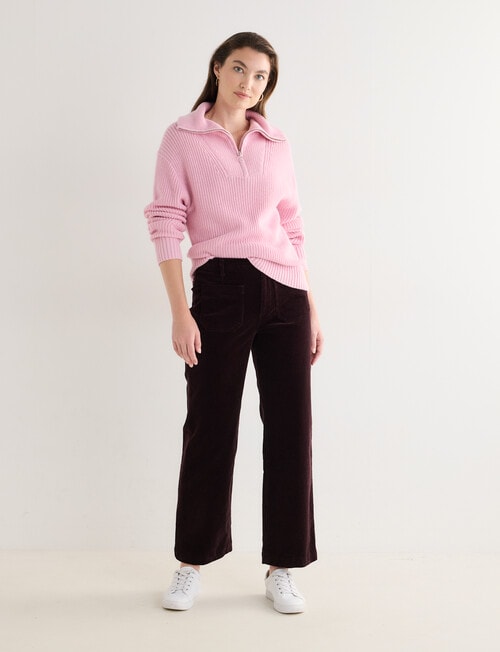 North South Merino Quarter Zip Sweater, Sweet Pink Marle product photo View 09 L