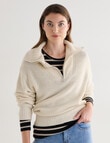 North South Merino Quarter Zip Sweater, Vanilla product photo
