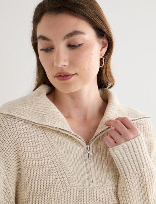 North South Merino Quarter Zip Sweater, Vanilla product photo View 04 L