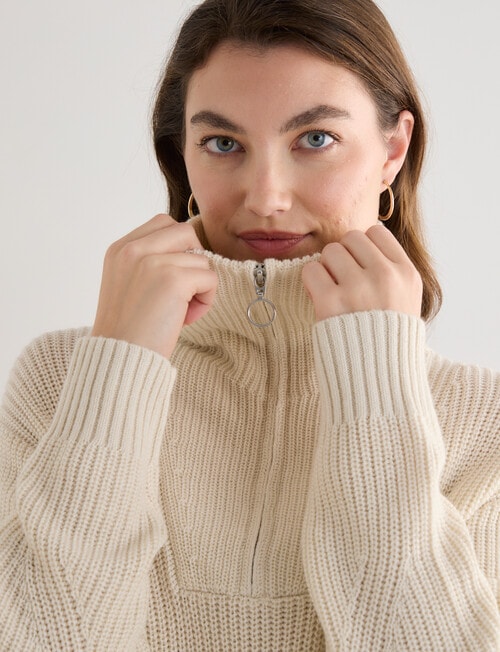 North South Merino Quarter Zip Sweater, Vanilla product photo View 05 L