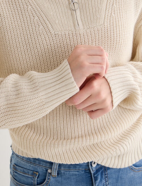 North South Merino Quarter Zip Sweater, Vanilla product photo View 06 L