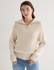 North South Merino Quarter Zip Sweater, Vanilla product photo View 07 S