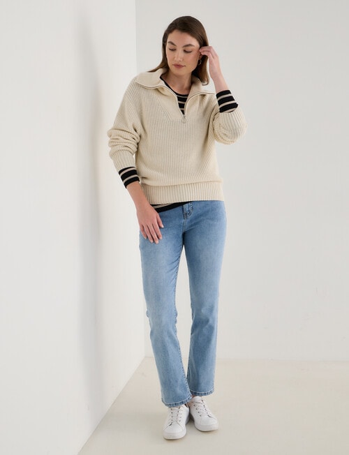 North South Merino Quarter Zip Sweater, Vanilla product photo View 08 L