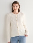 North South Merino Blend Cable Cardigan, Winter White product photo View 06 S