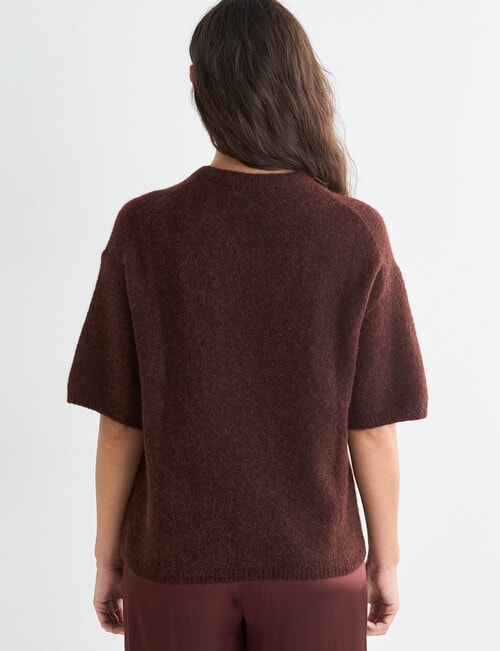 Mineral Boxy Oversized Alpaca Tee, Pomegranate product photo View 02 L