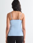 Essence Thermals Merino Cotton Lace Trim Cami, Light Blue, 10-18 product photo View 02 S