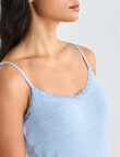 Essence Thermals Merino Cotton Lace Trim Cami, Light Blue, 10-18 product photo View 04 S