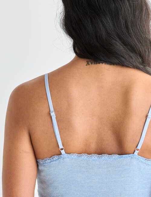 Essence Thermals Merino Cotton Lace Trim Cami, Light Blue, 10-18 product photo View 06 L