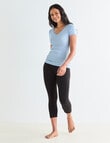 Essence Thermals Merino Cotton Lace Trim Short Sleeve Top, Light Blue, 10-18 product photo View 03 S