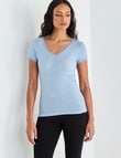 Essence Thermals Merino Cotton Lace Trim Short Sleeve Top, Light Blue, 10-18 product photo View 05 S