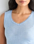 Essence Thermals Merino Cotton Lace Trim Singlet, Light Blue, 10-18 product photo View 04 S