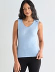 Essence Thermals Merino Cotton Lace Trim Singlet, Light Blue, 10-18 product photo View 05 S