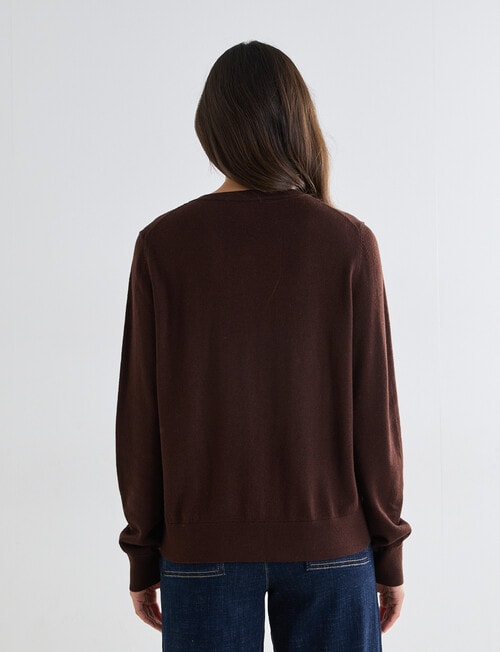 North South Merino Blend Cardigan, Chocolate product photo View 02 L