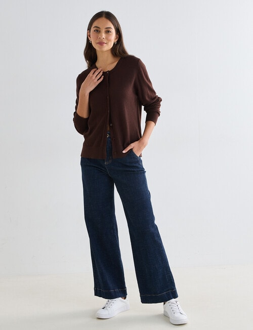 North South Merino Blend Cardigan, Chocolate product photo View 03 L