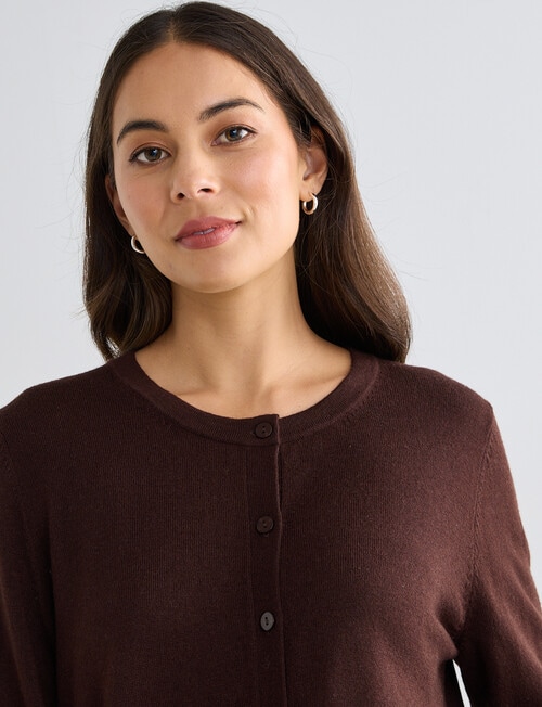 North South Merino Blend Cardigan, Chocolate product photo View 04 L