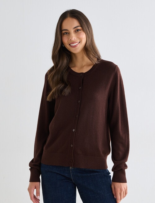 North South Merino Blend Cardigan, Chocolate product photo View 05 L