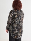 Studio Curve Longline Woodland Print Shirt, Black Print product photo View 02 S
