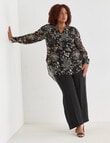 Studio Curve Longline Woodland Print Shirt, Black Print product photo View 03 S