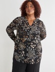 Studio Curve Longline Woodland Print Shirt, Black Print product photo View 05 S