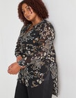 Studio Curve Longline Woodland Print Shirt, Black Print product photo View 06 S