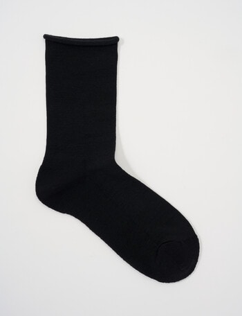 DS Socks Merino Crew Roll Top, Black product photo