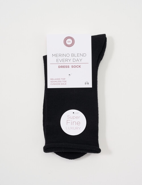 DS Socks Merino Crew Roll Top, Black product photo View 02 L