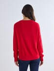 North South Merino Blend Cardigan, Red product photo View 02 S