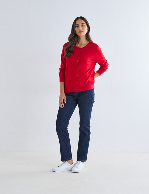 North South Merino Blend Cardigan, Red product photo View 03 L