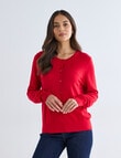 North South Merino Blend Cardigan, Red product photo View 05 S