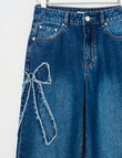 Switch Applique Bows Harlow Wide Leg Jean, Mid Blue product photo View 03 S