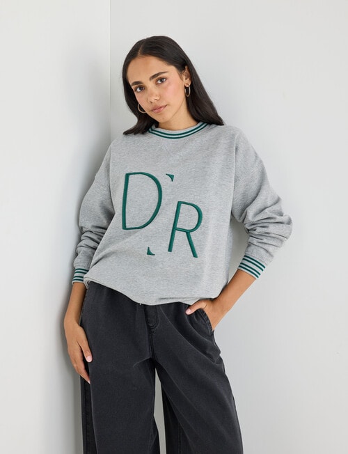 Denim Republic Oversized Sweatshirt, Grey Marle product photo View 07 L