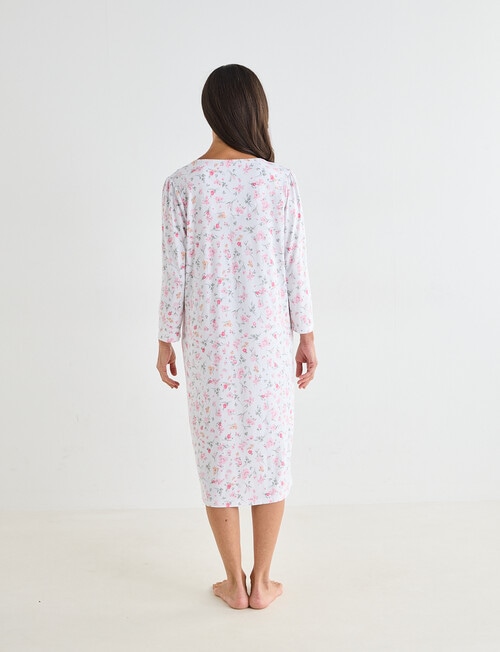 Ruby & Bloom Lace Trim Nightie, Pink Posie Print product photo View 02 L