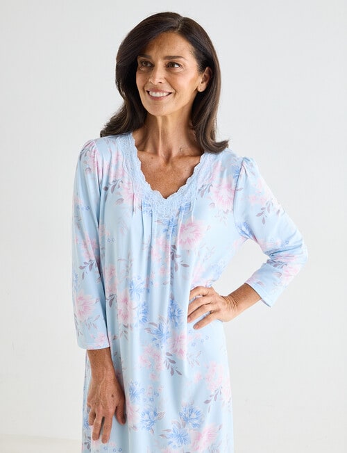 Ruby & Bloom Lace Trim Nightie, Pale Blue Print, 10-26 product photo