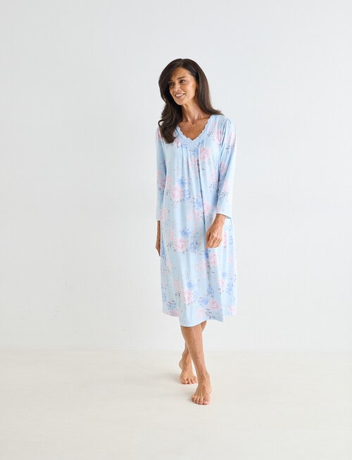 Ruby & Bloom Lace Trim Nightie, Pale Blue Print, 10-26 product photo View 03 L