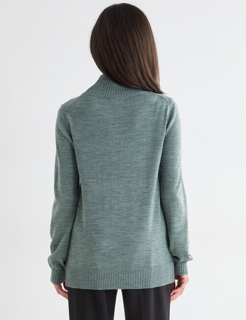 Ella J Merino Bateau Jumper, Moss product photo View 02 L
